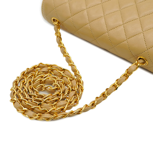 VINTAGE CHANEL HALF MOON MATELASSE CHAIN SHOULDER BAG BEIGE LAMB SKIN GOLD HARDWARE 90333734