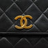 VINTAGE CHANEL MATELASSE HAND BAG BLACK LAMB SKIN GOLD HARDWARE 90340138