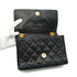 VINTAGE CHANEL MATELASSE HAND BAG BLACK LAMB SKIN GOLD HARDWARE 90340138