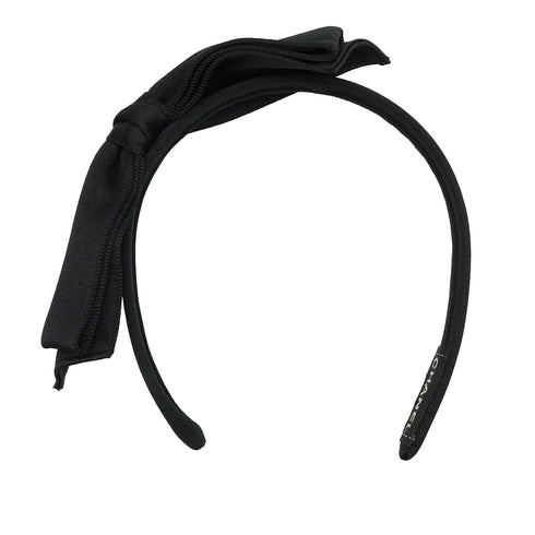 VINTAGE CHANEL HEADBAND RIBBON BLACK SATIN HAIR ACCESSORY 90338900