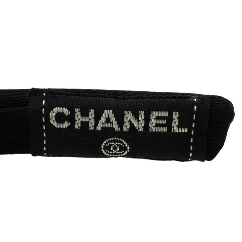 VINTAGE CHANEL HEADBAND RIBBON BLACK SATIN HAIR ACCESSORY 90338900