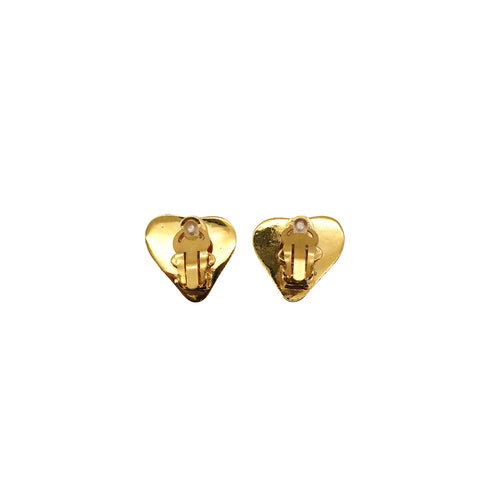 VINTAGE CHANEL HEART EARRINGS COCOMARK GOLD ACCESSORY 93P 90337668