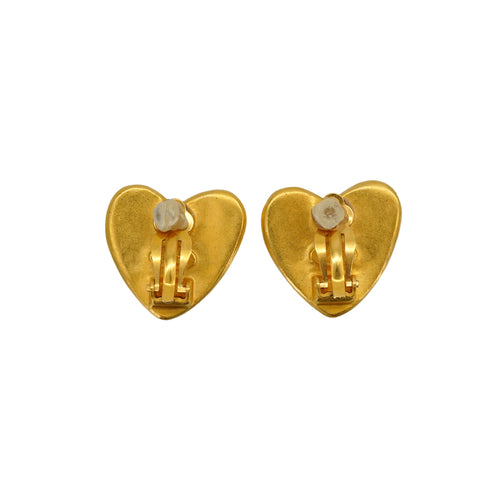 VINTAGE CHANEL HEART EARRINGS COCOMARK GOLD ACCESSORY 95P 90334241