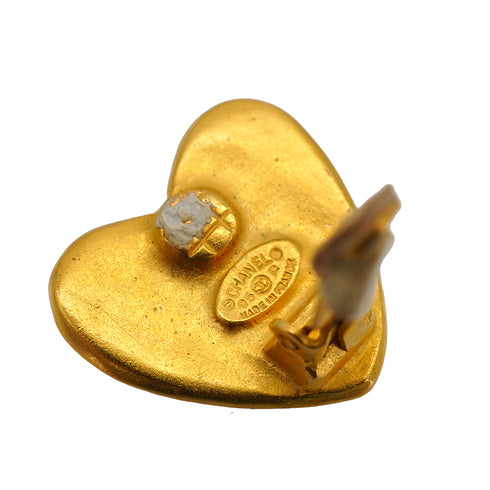 VINTAGE CHANEL HEART EARRINGS COCOMARK GOLD ACCESSORY 95P 90334241