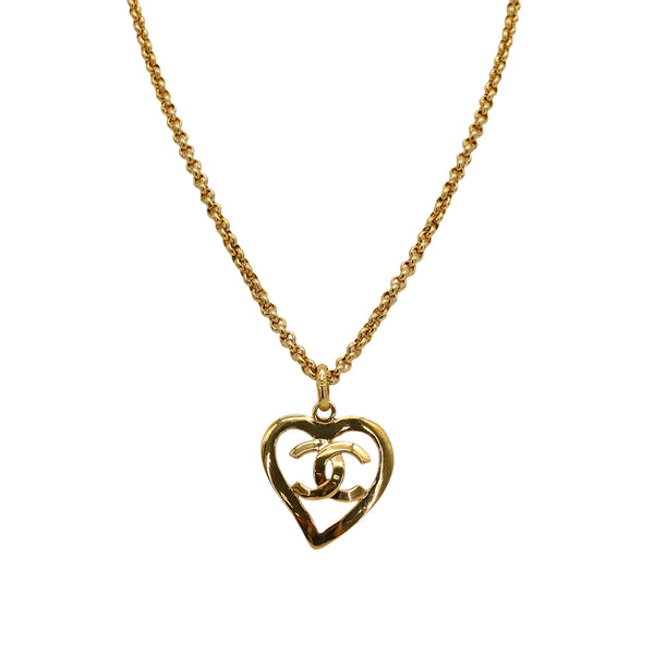 VINTAGE CHANEL HEART NECKLACE COCOMARK GOLD ACCESSORY 95P 90335616