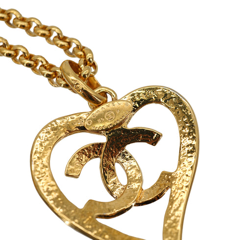 VINTAGE CHANEL HEART NECKLACE COCOMARK GOLD ACCESSORY 95P 90335616