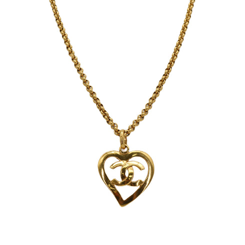 VINTAGE CHANEL HEART NECKLACE COCOMARK GOLD ACCESSORY 95P 90335629