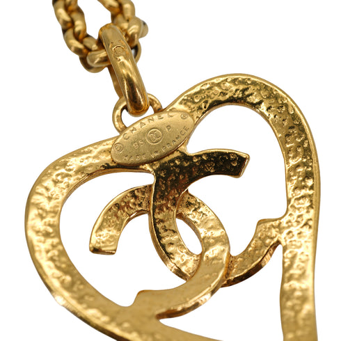 VINTAGE CHANEL HEART NECKLACE COCOMARK GOLD ACCESSORY 95P 90335629