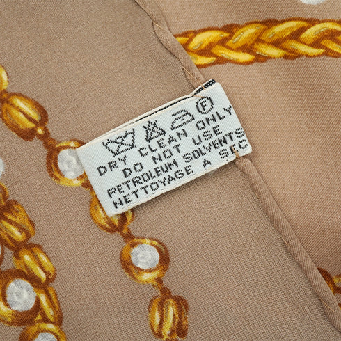VINTAGE CHANEL JEWELRY PATTERN SCARF BEIGE SILK 90328010