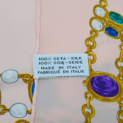 VINTAGE CHANEL JEWELRY PATTERN SCARF LIGHT PINK SILK 90328719