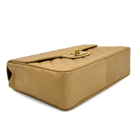 VINTAGE CHANEL JUMBO MATELASSE 30 CHAIN SHOULDER BAG BEIGE LAMB SKIN GOLD HARDWARE 90322919