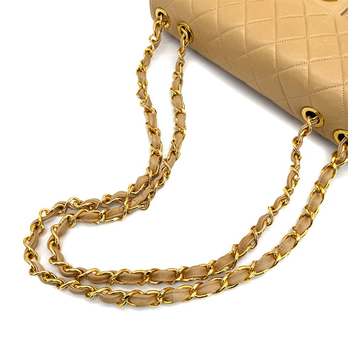 VINTAGE CHANEL JUMBO MATELASSE 30 CHAIN SHOULDER BAG BEIGE LAMB SKIN GOLD HARDWARE 90322919