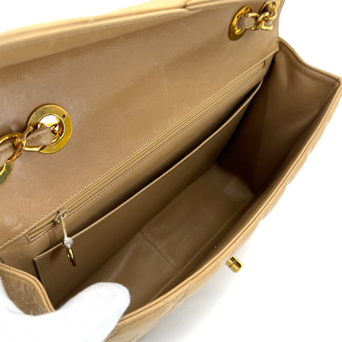 VINTAGE CHANEL JUMBO MATELASSE 30 CHAIN SHOULDER BAG BEIGE LAMB SKIN GOLD HARDWARE 90322919