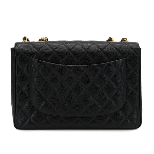 VINTAGE CHANEL JUMBO MATELASSE 30 CHAIN SHOULDER BAG BLACK CAVIAR SKIN 90322924
