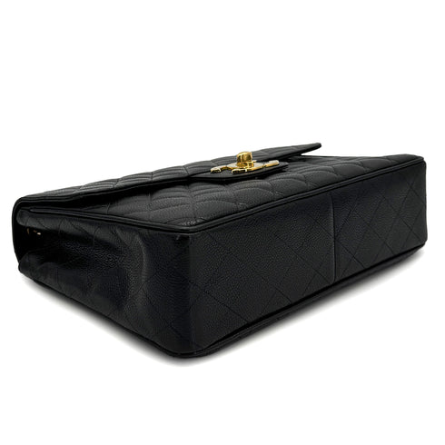 VINTAGE CHANEL JUMBO MATELASSE 30 CHAIN SHOULDER BAG BLACK CAVIAR SKIN 90322924