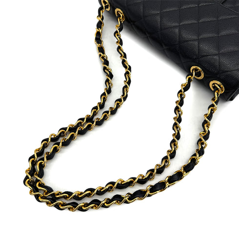 VINTAGE CHANEL JUMBO MATELASSE 30 CHAIN SHOULDER BAG BLACK CAVIAR SKIN 90322924