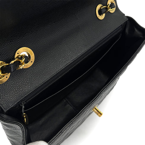 VINTAGE CHANEL JUMBO MATELASSE 30 CHAIN SHOULDER BAG BLACK CAVIAR SKIN 90322924