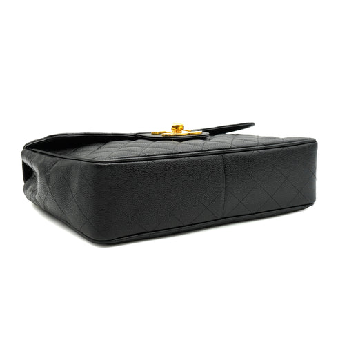VINTAGE CHANEL JUMBO MATELASSE 30 CHAIN SHOULDER BAG BLACK CAVIAR SKIN GOLD HARDWARE 90335136