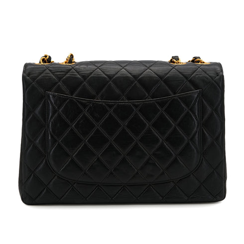 VINTAGE CHANEL JUMBO MATELASSE 30 CHAIN SHOULDER BAG BLACK LAMB SKIN 90324805