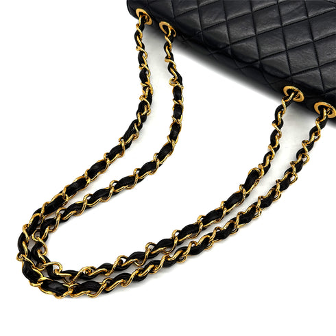VINTAGE CHANEL JUMBO MATELASSE 30 CHAIN SHOULDER BAG BLACK LAMB SKIN 90324805