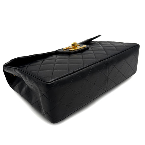 VINTAGE CHANEL JUMBO MATELASSE 30 CHAIN SHOULDER BAG BLACK LAMB SKIN 90329225