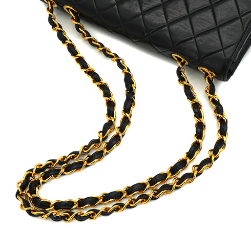 VINTAGE CHANEL JUMBO MATELASSE 30 CHAIN SHOULDER BAG BLACK LAMB SKIN GOLD HARDWARE 90333725