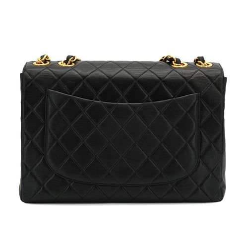VINTAGE CHANEL JUMBO MATELASSE 30 CHAIN SHOULDER BAG BLACK LAMB SKIN GOLD HARDWARE 90334170