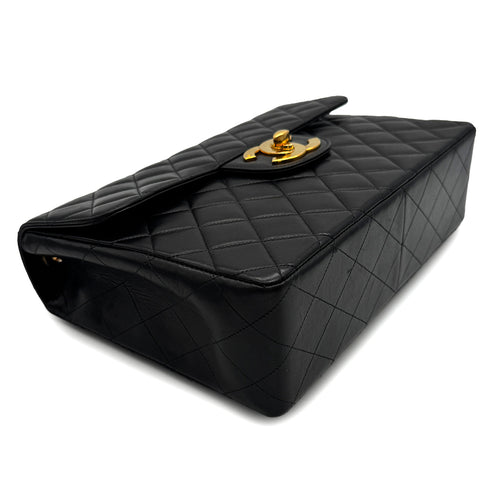 VINTAGE CHANEL JUMBO MATELASSE 30 CHAIN SHOULDER BAG BLACK LAMB SKIN GOLD HARDWARE 90317777