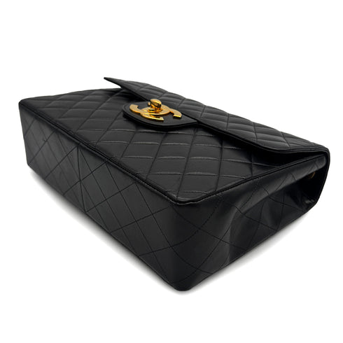 VINTAGE CHANEL JUMBO MATELASSE 30 CHAIN SHOULDER BAG BLACK LAMB SKIN GOLD HARDWARE 90317777
