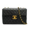 VINTAGE CHANEL JUMBO MATELASSE 30 CHAIN SHOULDER BAG BLACK LAMB SKIN GOLD HARDWARE 90335303