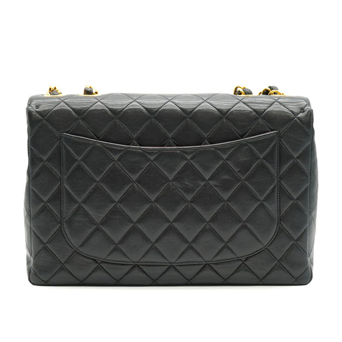 VINTAGE CHANEL JUMBO MATELASSE 30 CHAIN SHOULDER BAG BLACK LAMB SKIN GOLD HARDWARE 90335303