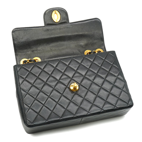 VINTAGE CHANEL JUMBO MATELASSE 30 CHAIN SHOULDER BAG BLACK LAMB SKIN GOLD HARDWARE 90335303