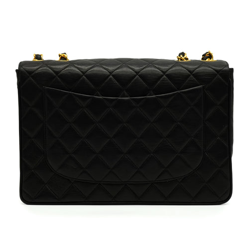 VINTAGE CHANEL JUMBO MATELASSE 30 CHAIN SHOULDER BAG BLACK LAMB SKIN GOLD HARDWARE 90346668