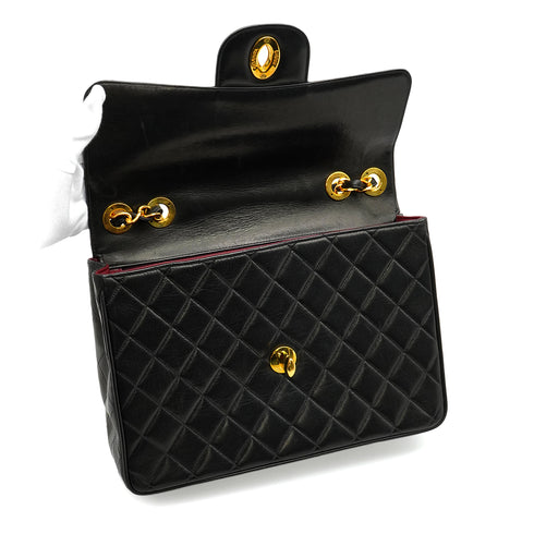 VINTAGE CHANEL JUMBO MATELASSE 30 CHAIN SHOULDER BAG BLACK LAMB SKIN GOLD HARDWARE 90346668