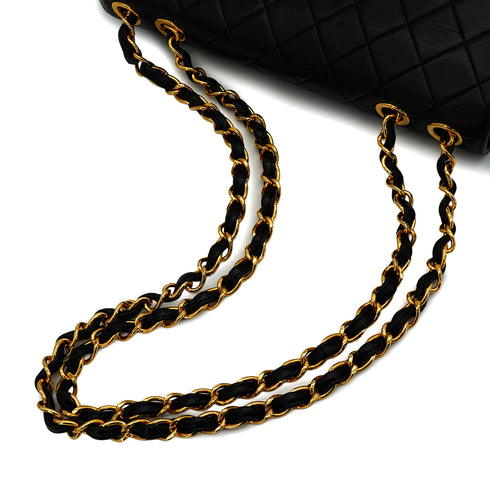 VINTAGE CHANEL JUMBO MATELASSE 30 CHAIN SHOULDER BAG BLACK LAMB SKIN GOLD HARDWARE 90346877