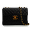 VINTAGE CHANEL JUMBO MATELASSE 30 CHAIN SHOULDER BAG BLACK LAMB SKIN GOLD HARDWARE 90347835