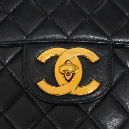 VINTAGE CHANEL JUMBO MATELASSE 30 CHAIN SHOULDER BAG BLACK LAMB SKIN GOLD HARDWARE 90347835