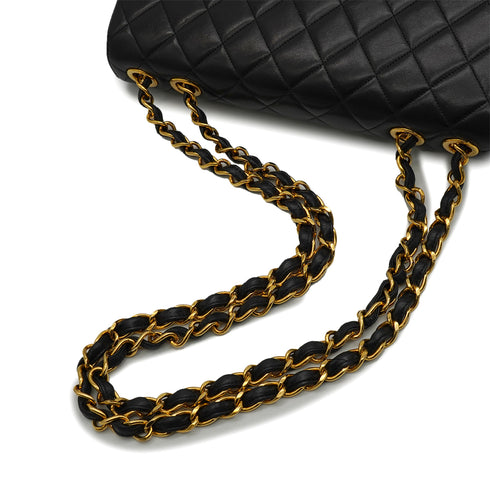 VINTAGE CHANEL JUMBO MATELASSE 30 CHAIN SHOULDER BAG BLACK LAMB SKIN GOLD HARDWARE 90347835