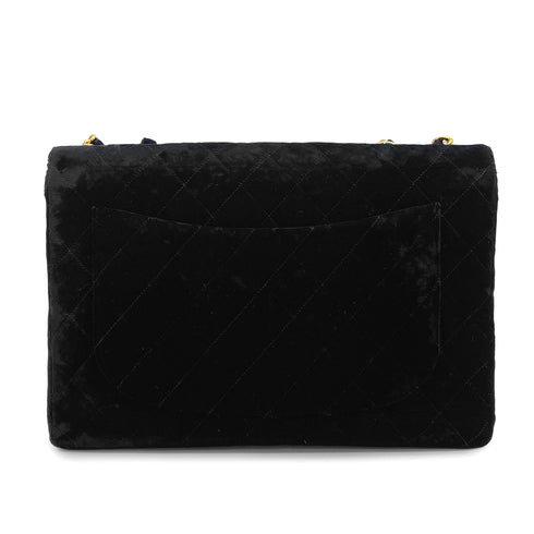 VINTAGE CHANEL JUMBO MATELASSE 30 CHAIN SHOULDER BAG BLACK VELOR GOLD HARDWARE 90324833