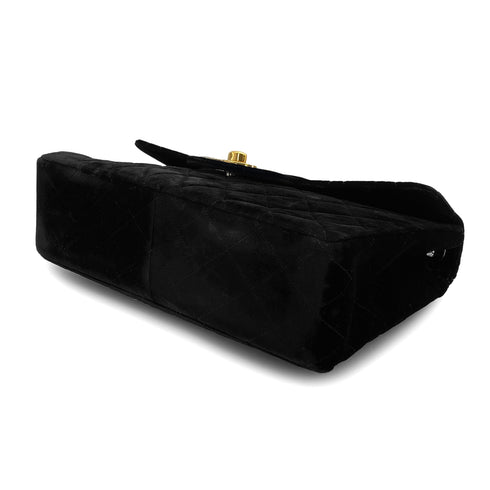 VINTAGE CHANEL JUMBO MATELASSE 30 CHAIN SHOULDER BAG BLACK VELOR GOLD HARDWARE 90324833