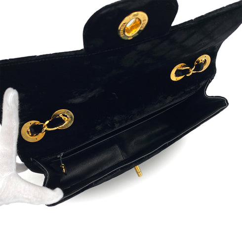 VINTAGE CHANEL JUMBO MATELASSE 30 CHAIN SHOULDER BAG BLACK VELOR GOLD HARDWARE 90324833