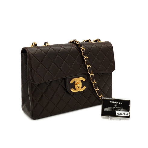 VINTAGE CHANEL JUMBO MATELASSE 30 CHAIN SHOULDER BAG DARK BROWN LAMB SKIN GOLD HARDWARE 90335828