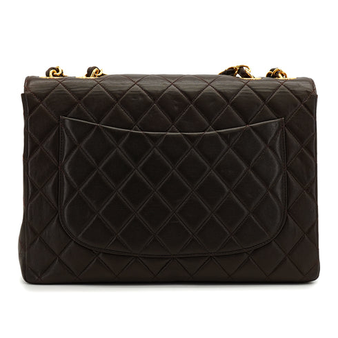 VINTAGE CHANEL JUMBO MATELASSE 30 CHAIN SHOULDER BAG DARK BROWN LAMB SKIN GOLD HARDWARE 90335828