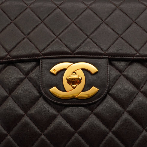 VINTAGE CHANEL JUMBO MATELASSE 30 CHAIN SHOULDER BAG DARK BROWN LAMB SKIN GOLD HARDWARE 90335828