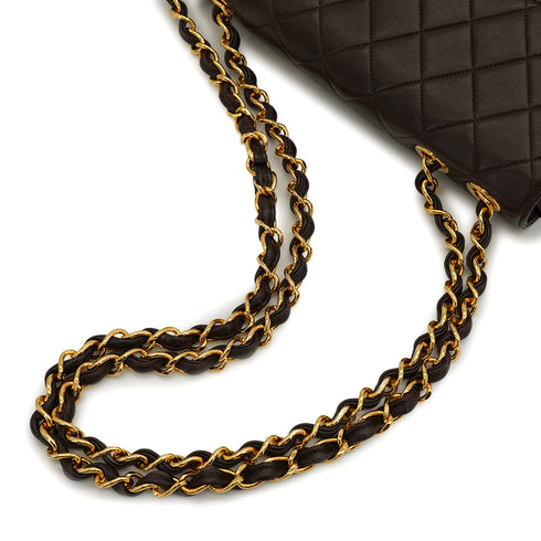 VINTAGE CHANEL JUMBO MATELASSE 30 CHAIN SHOULDER BAG DARK BROWN LAMB SKIN GOLD HARDWARE 90335828