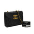 VINTAGE CHANEL LETTER FLAP MATELASSE BIG COCO CHAIN SHOULDER BAG BLACK LAMB SKIN GOLD HARDWARE 90339944