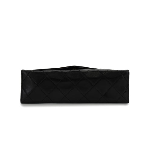 VINTAGE CHANEL LETTER FLAP MATELASSE BIG COCO CHAIN SHOULDER BAG BLACK LAMB SKIN GOLD HARDWARE 90339944