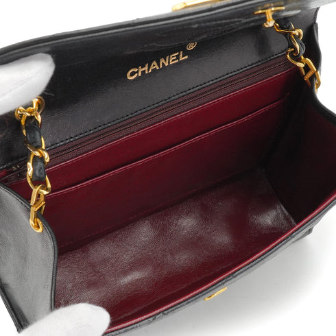 VINTAGE CHANEL LETTER FLAP MATELASSE BIG COCO CHAIN SHOULDER BAG BLACK LAMB SKIN GOLD HARDWARE 90339944