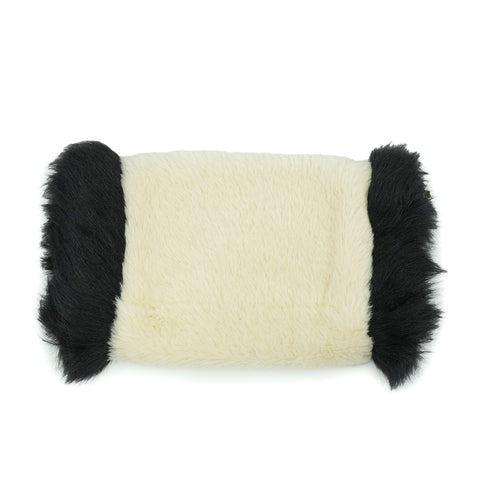 VINTAGE CHANEL LOGO ARM WARMER CHAIN WHITE BALCK FAUX FUR RTW 90335655