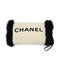 VINTAGE CHANEL LOGO ARM WARMER CHAIN WHITE BLACK FAUX FUR RTW 90335655